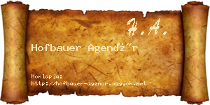 Hofbauer Agenór névjegykártya